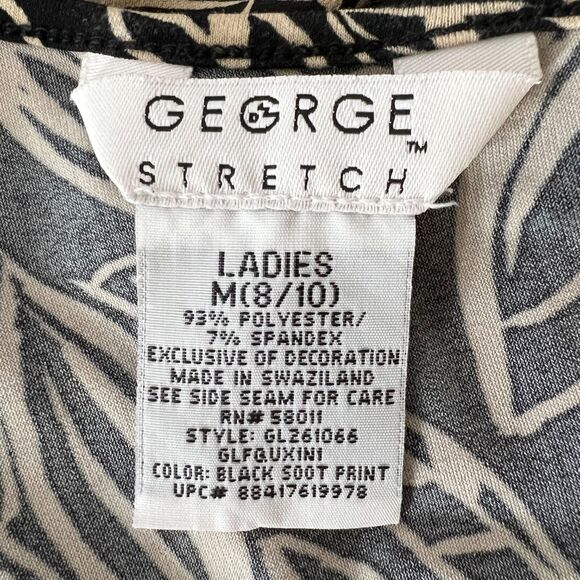 George Womens Blouse Top Faux Wrap V Neck Stretch Pullover Cream Black Large - Picture 11 of 12